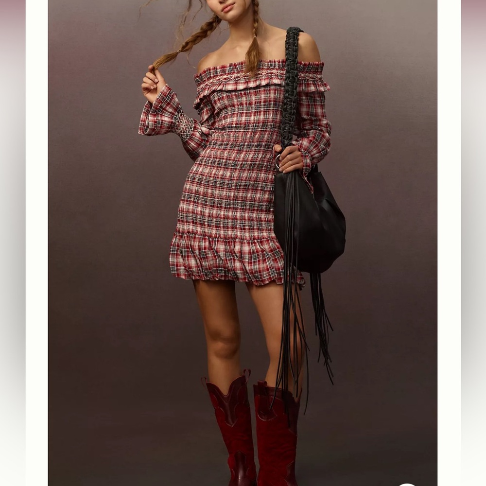 Anthropologie Pilcro Smocked Plaid Mini
Dress. MSRP $168